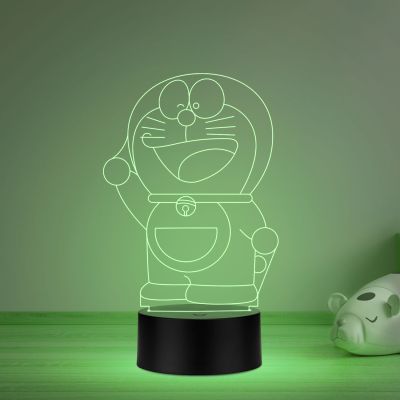 3D Illusion Doraemon Anime Led Night Lamp with Multicolored Kids Room & Home Decoration Lamp Best Birthday Gift for Children Girls Boys